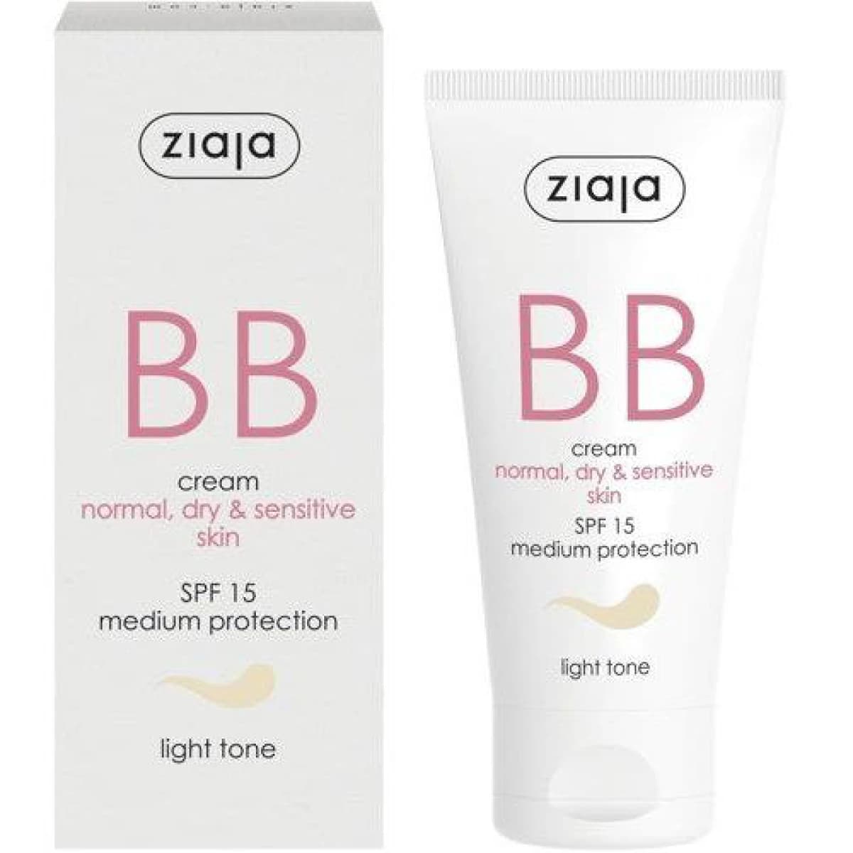 Ziaja BB SPF 15 Cream Normal, Dry and Sensitive Skin Light 50Ml