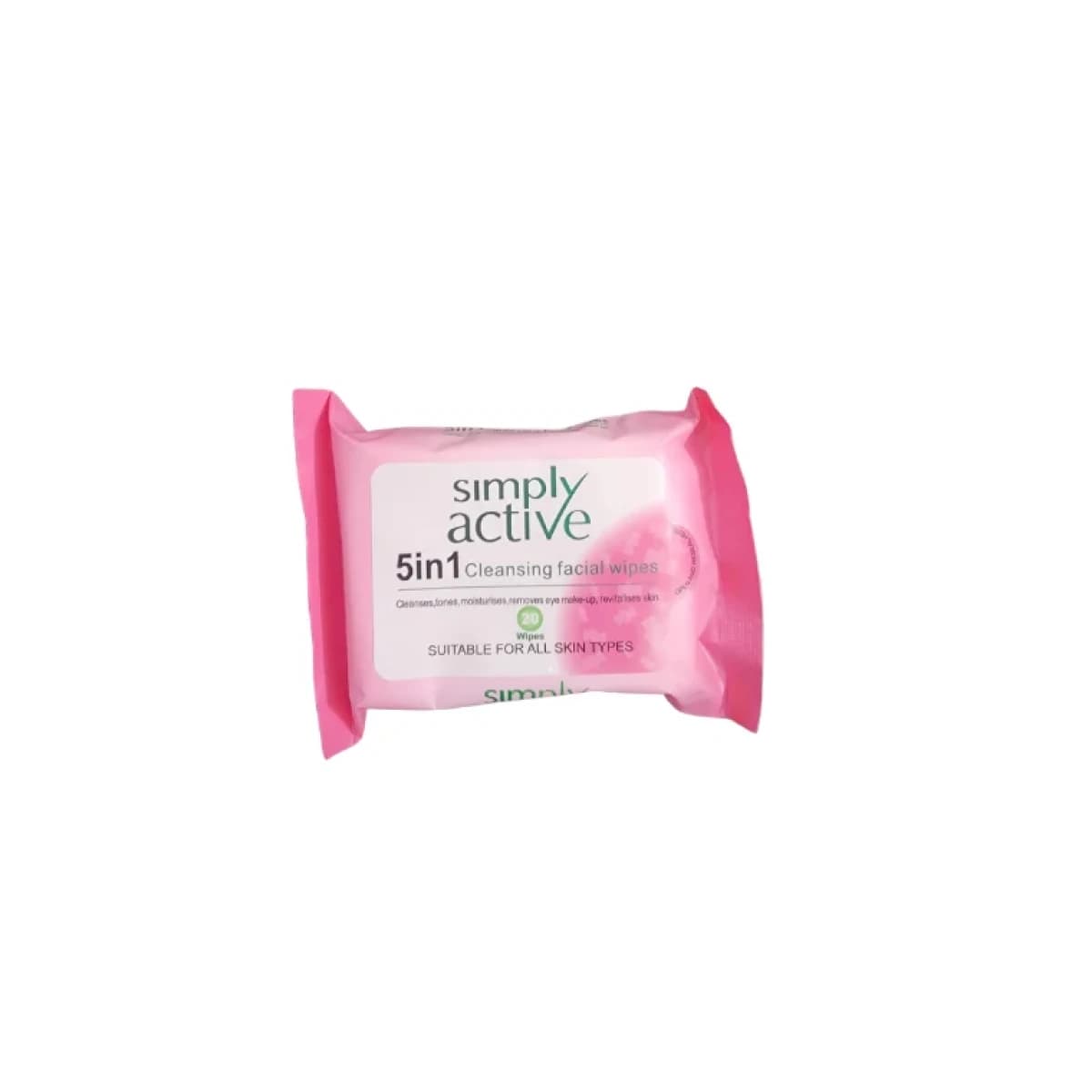 Simply Active 5 in 1 cleansing facial wipes 20 wipes